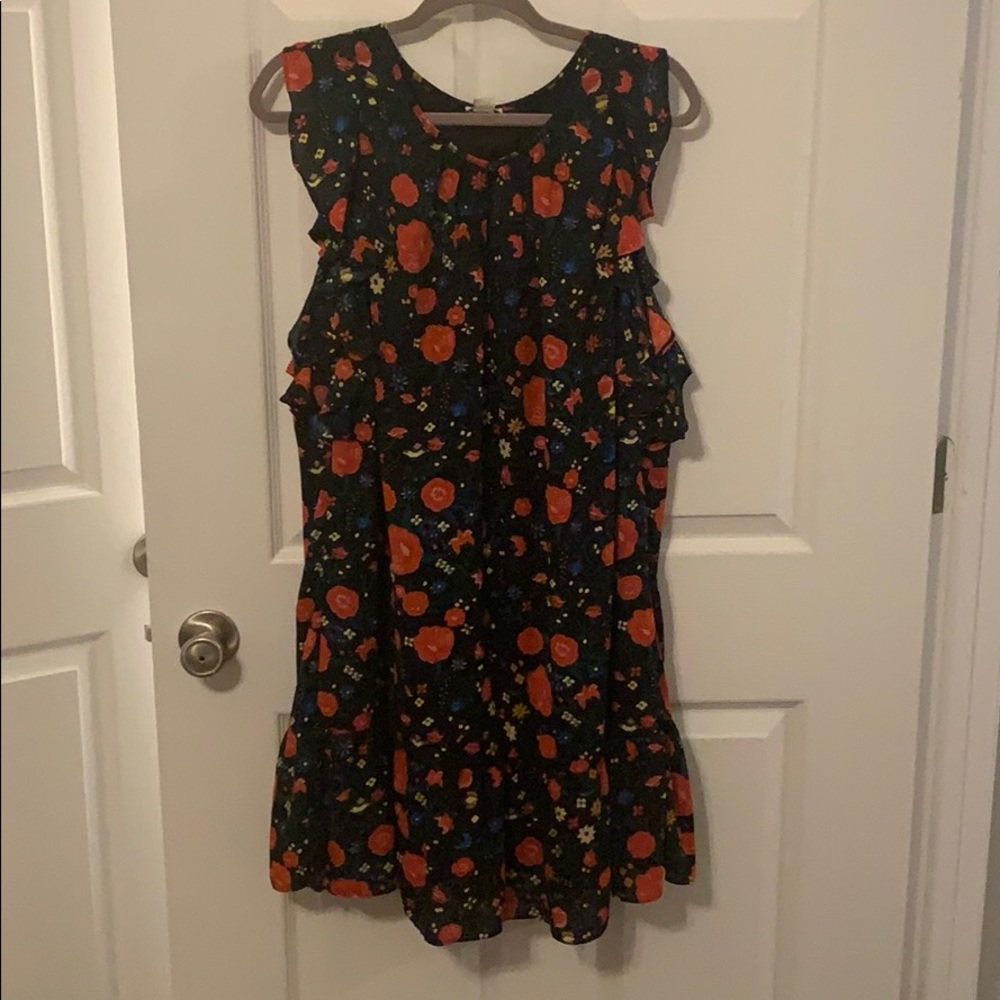 Never worn - J Crew ruffle sleeveless floral dress